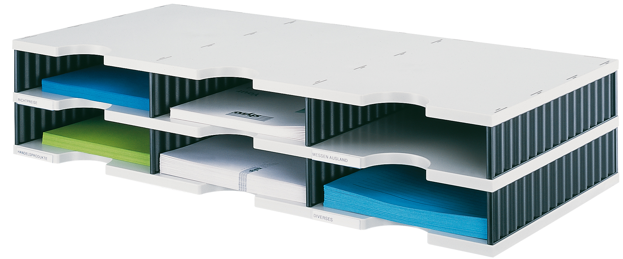 268-0304-98 STYRO Ablagesystem styrodoc trio 268-03021.98 grau/schwarz 6 Fächer – Hochwertig & günstig bei ShopDeca
