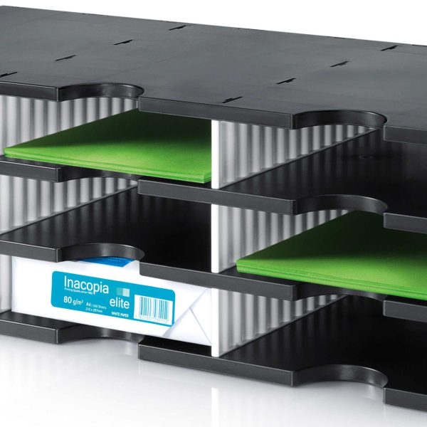 STYRO Ablagesystem styrodoc trio 268-0303.09 schwarz/weiss 9 Fächer