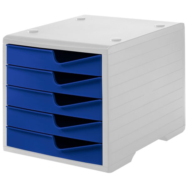 STYRO Styroswingbox 275-8430.352 grau/blau 5 Schubladen
