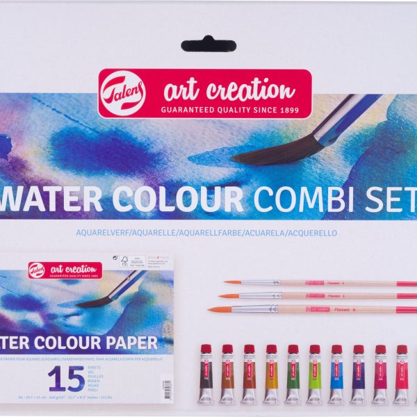 TALENS Aquarell Combi Set 12x12ml 9022094M Farbe, Pinsel, Papier