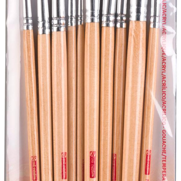 TALENS Öl- und Acrylpinselset 9099232M rund, flach, Katzen. 10 Stück