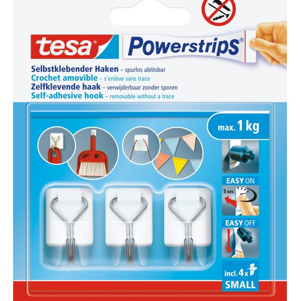 TESA Powerstrips Haken 1kg 576150000300 weiss 4 Stück