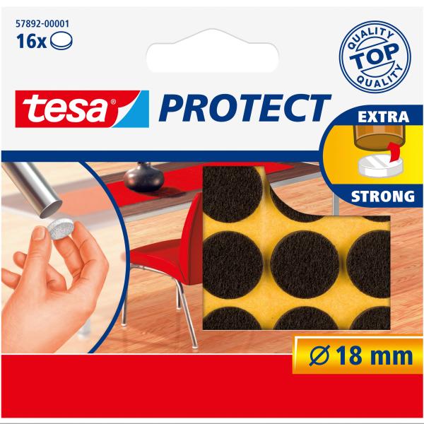 TESA Filzgleiter Protect 18mm 578920000 braun, rund 16 Stück