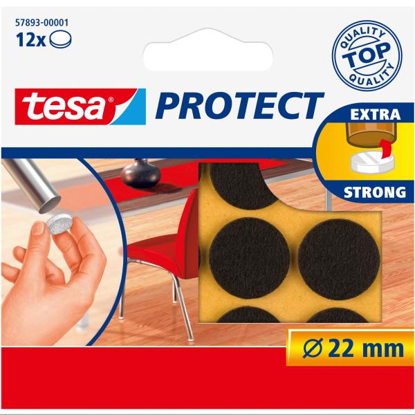 TESA Filzgleiter Protect 22mm 578930000 braun, rund 12 Stück