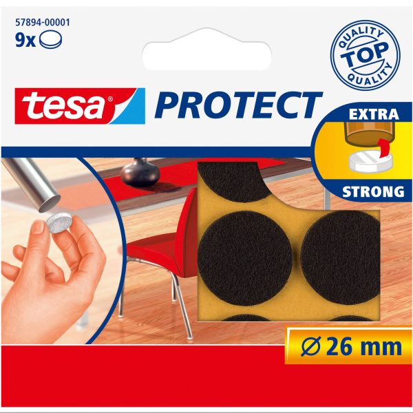 TESA Filzgleiter Protect 26mm 578940000 braun, rund 9 Stück