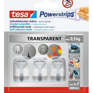 TESA Powerstrips Haken 0.5kg 586200000300 transparent 4 Stück