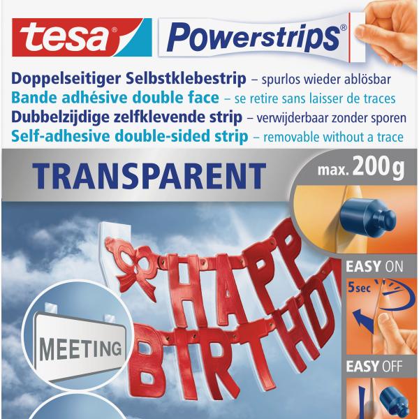 TESA Powerstrips Deco 16 Stück 588000001 transparent, doppelseitig