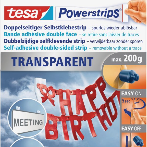 TESA Powerstrips Deco 16 Stück 588000001 transparent, doppelseitig