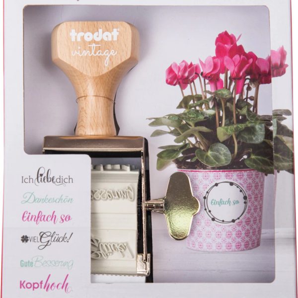 TRODAT Vintage Stempel 158078 Glückwünsche, 3-farbig
