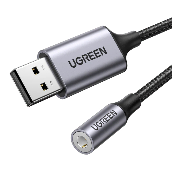 UGREEN-30757-BB-6957303837571 UGREEN Audio Adapter USB 2.0,3.5mm 30757 BB Aluminum Alloy 25cm,Grey BB – Hochwertig & günstig bei ShopDeca