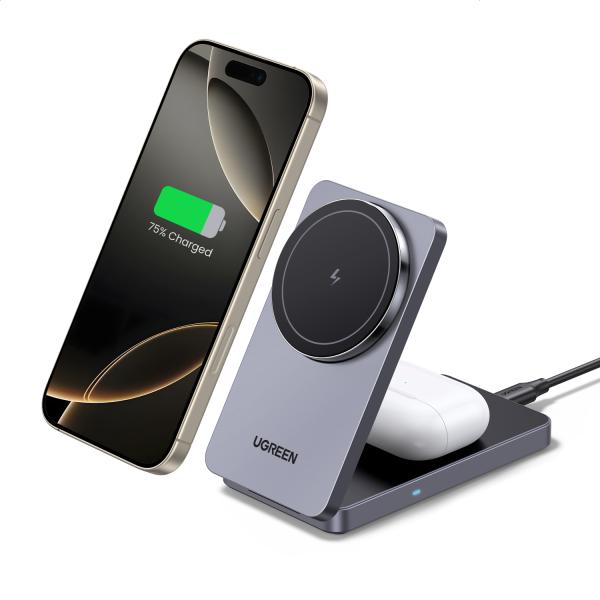 UGREEN Wireless Charger 2in1 ,20W 45056 iPhone, AirPods, Gray