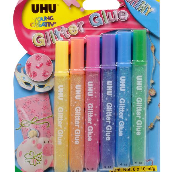 UHU Glitter Glue Shiny 39110 6 Stück