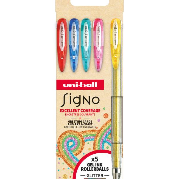 UNI-BALL Gelroller Signo Sparkling 1mm UM-120SP 5P 5 Farben