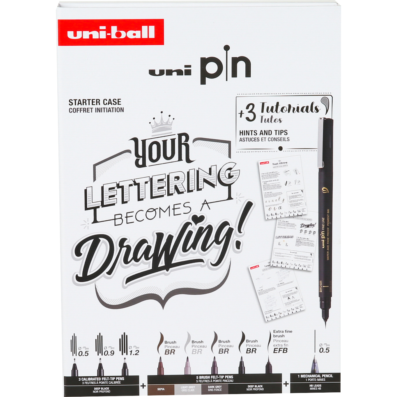 UNI-BALL-UNI-PIN-8P-S-3701614900027 UNI-BALL Fineliner Pin Starter Set UNI PIN 8P S Collection Lettering 9 Stück – Hochwertig & günstig bei ShopDeca
