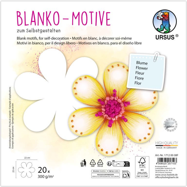 URSUS Blanko Motive 23x23cm 17120008F Blume 20 Blatt