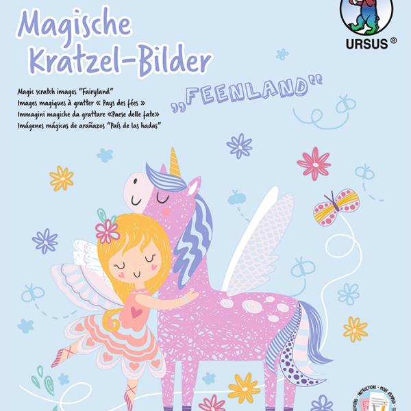 URSUS Magische Kratzel-Bilder 24560001F Feenland, 21x21cm