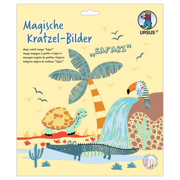 URSUS Magische Kratzel-Bilder 24560002F Safari, 21x21cm