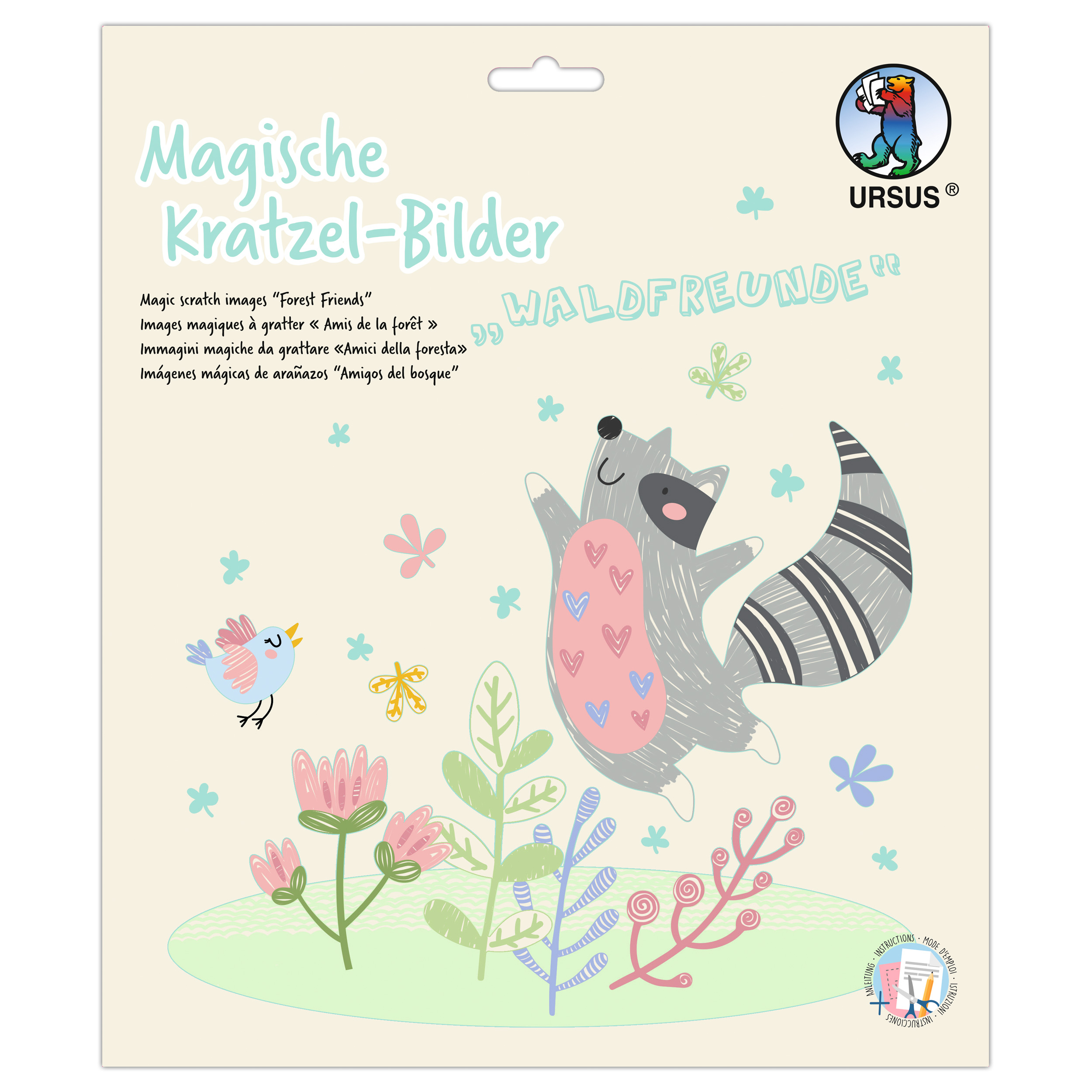URSUS-24560003F-4008525256922 URSUS Magische Kratzel-Bilder 24560003F Waldfreunde, 21x21cm – Hochwertig & günstig bei ShopDeca