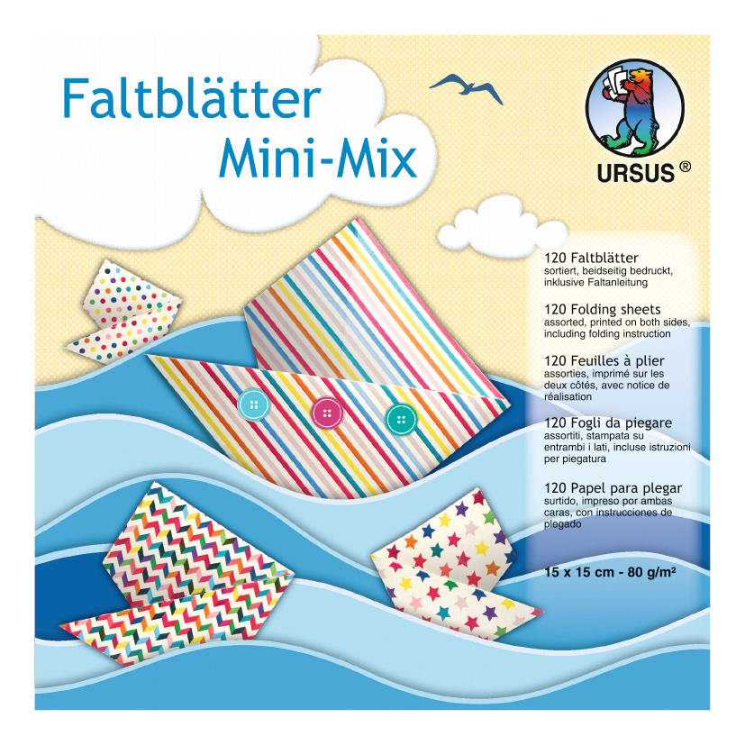 3005599_Faltblaetter_Mini_Mix_15x15cm_pfade.indd URSUS Faltblätter Origami 15×15cm 3005599F Mini Mix ass. 120 Blatt – Hochwertig & günstig bei ShopDeca