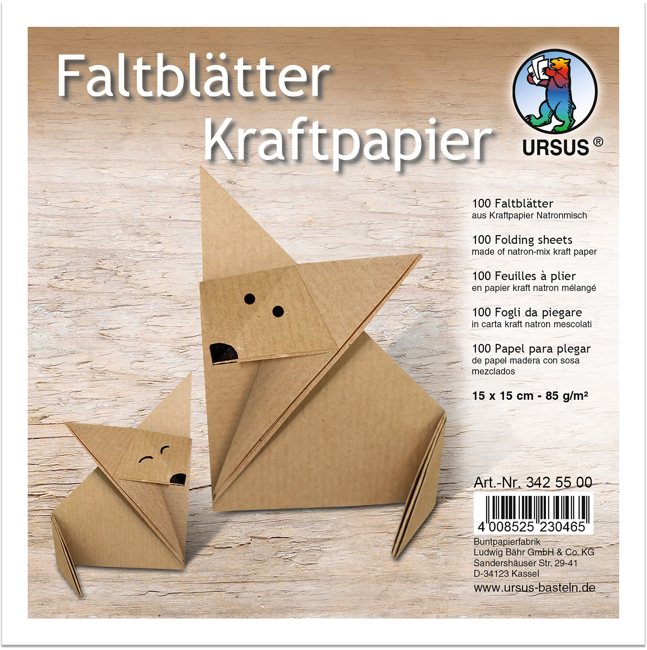 URSUS-3425500-4008525230465 URSUS Faltblätter 15x15cm 3425500 Kraftpapier 100 Blatt – Hochwertig & günstig bei ShopDeca