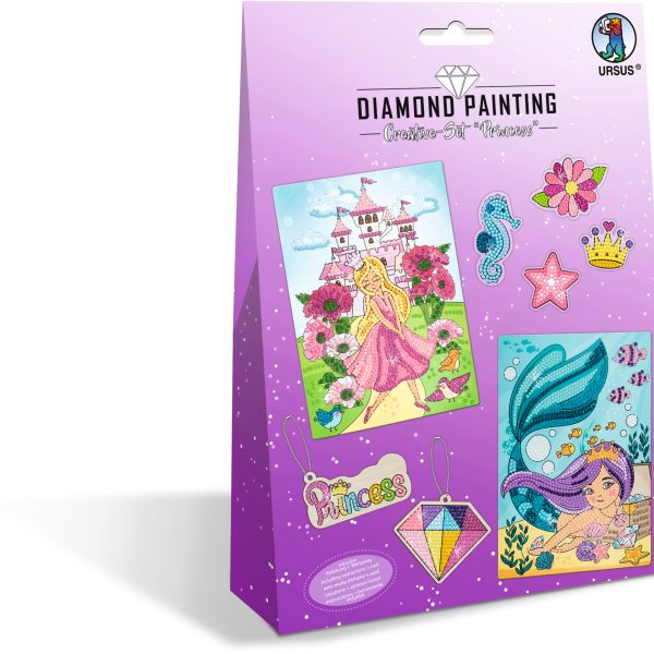 URSUS Diamond Sticker Princess 43510002 2 Karten, 2 Anhänger