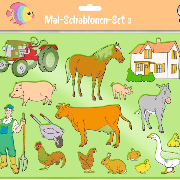 URSUS Schablonen Set 3 Tiere 44100003 26.8x18.9x0.2cm 6 Stück