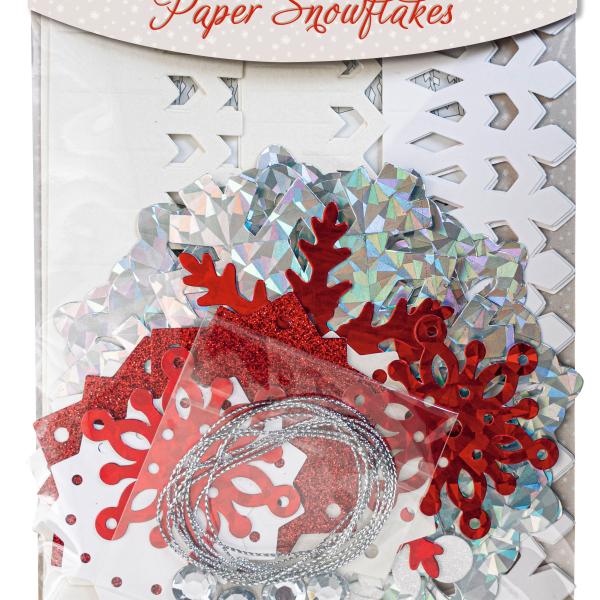 URSUS Papier Schneeflocken 56680002 rot,weiss,silber 6 Stück