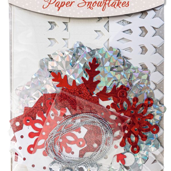 URSUS Papier Schneeflocken 56680002 rot,weiss,silber 6 Stück