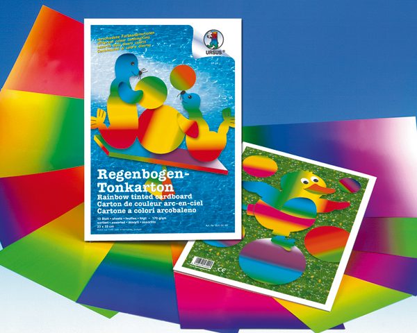 URSUS Regenbogentonkarton 23×33cm 8200099 170g 10 Blatt