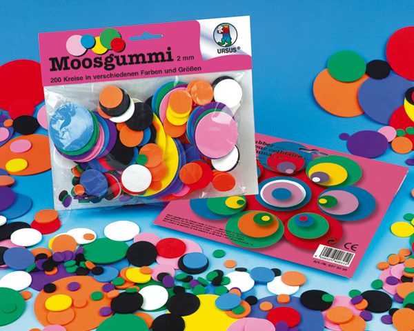 URSUS Moosgummi Kreise 2mm 8370099 assortiert 200 Stück