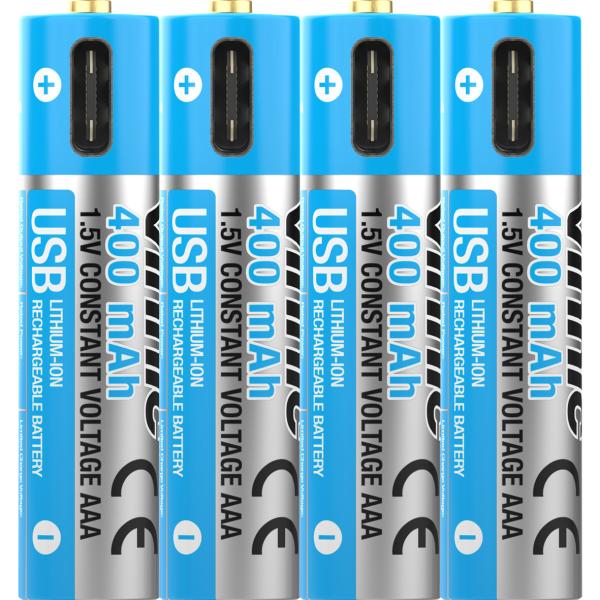 VINNIC USB Rech. Batt. AAA Type-C VPRB-UC3A-4PC 400mAh,Case,4pcs.