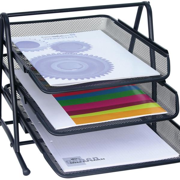 WEDO Briefablage OFFICE Metall 65801 3 Fächer 35x27x30cm schwarz