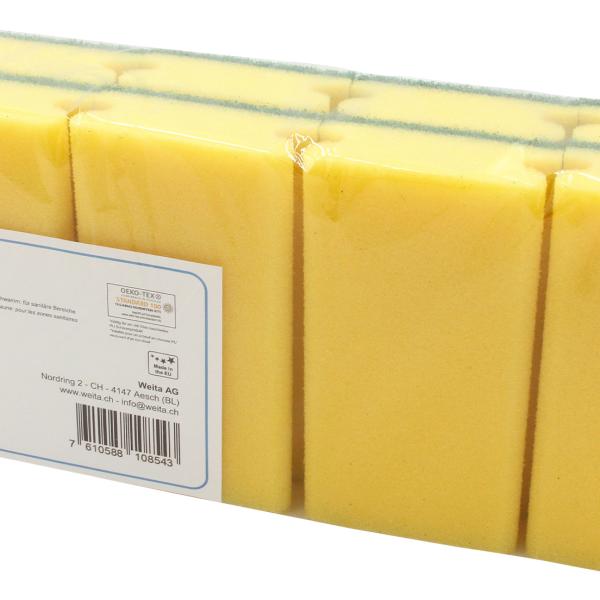 WEITACLEAN Padschwamm 152x85x43mm 5028029 gelb, kratzend 10 Stück