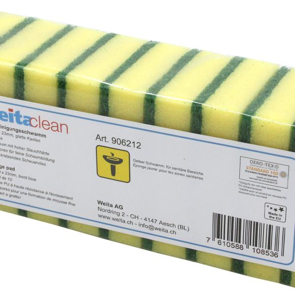 WEITACLEAN Padschwamm 95x70x23mm 5028030 gelb, kraztend 10 Stück